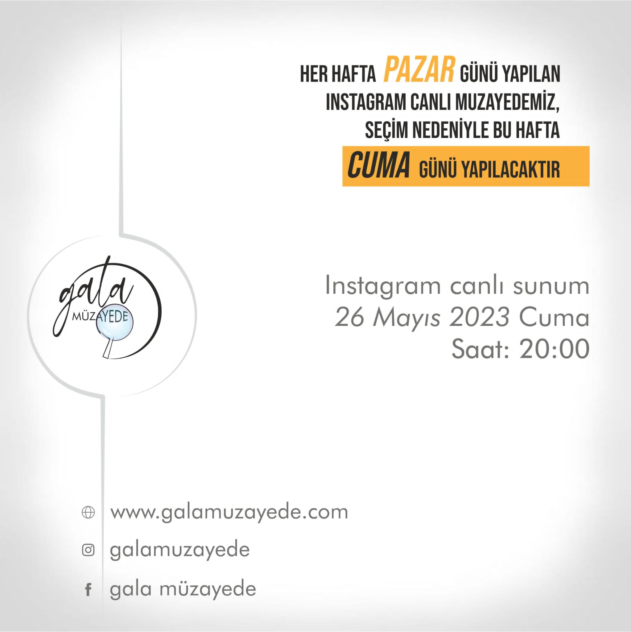 Gala müzayede | instagram canlı sunum